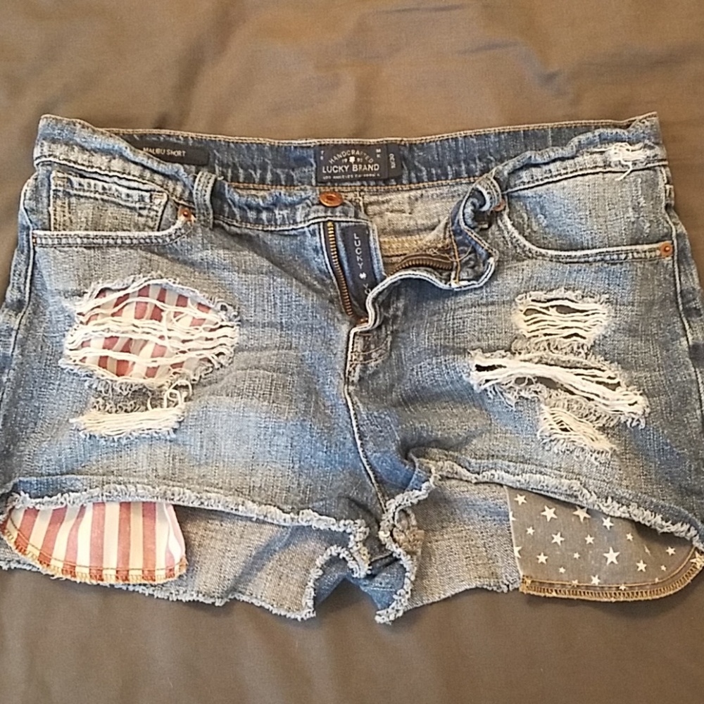 Lucky Brand American Flag distressed Shorts